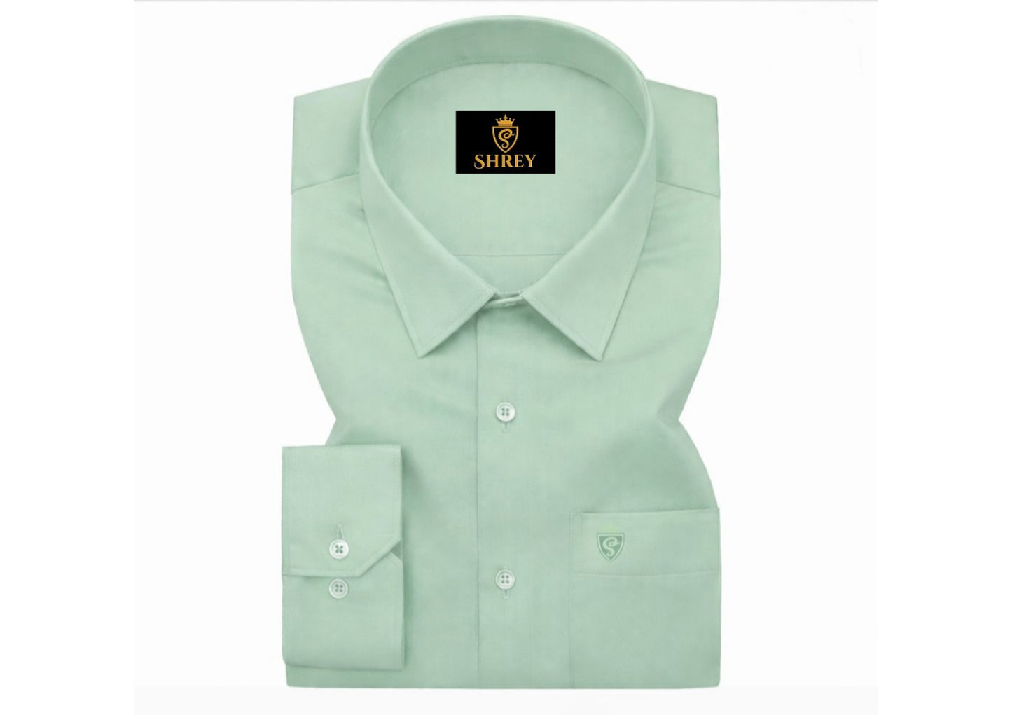 PREMIUM COTTON SATIN FORMAL SHIRT FOR MEN (Single Pocket)- PISTA GREEN