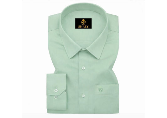 PREMIUM COTTON SATIN FORMAL SHIRT FOR MEN (Single Pocket)- PISTA GREEN