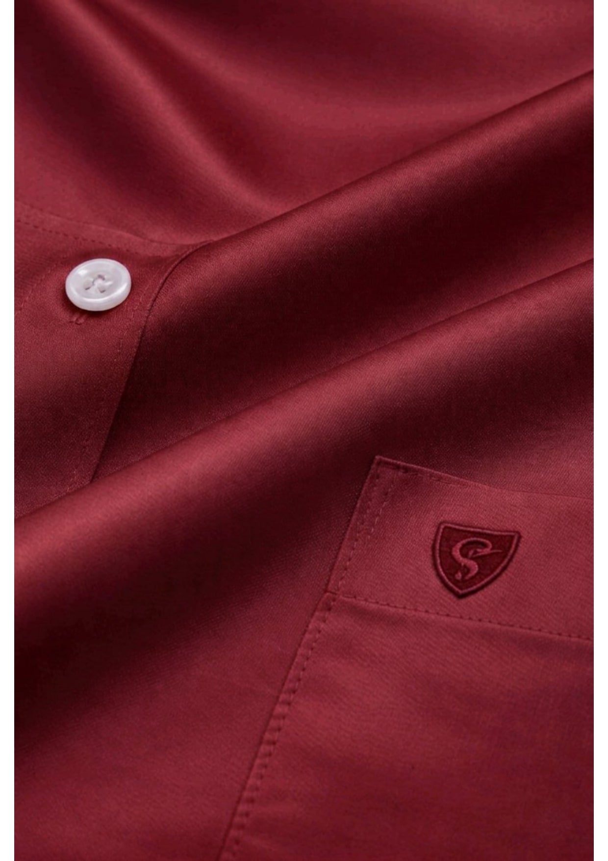 Premium Maroon Cotton Satin Half Sleeve Formal Shirt | Office & Party Wear