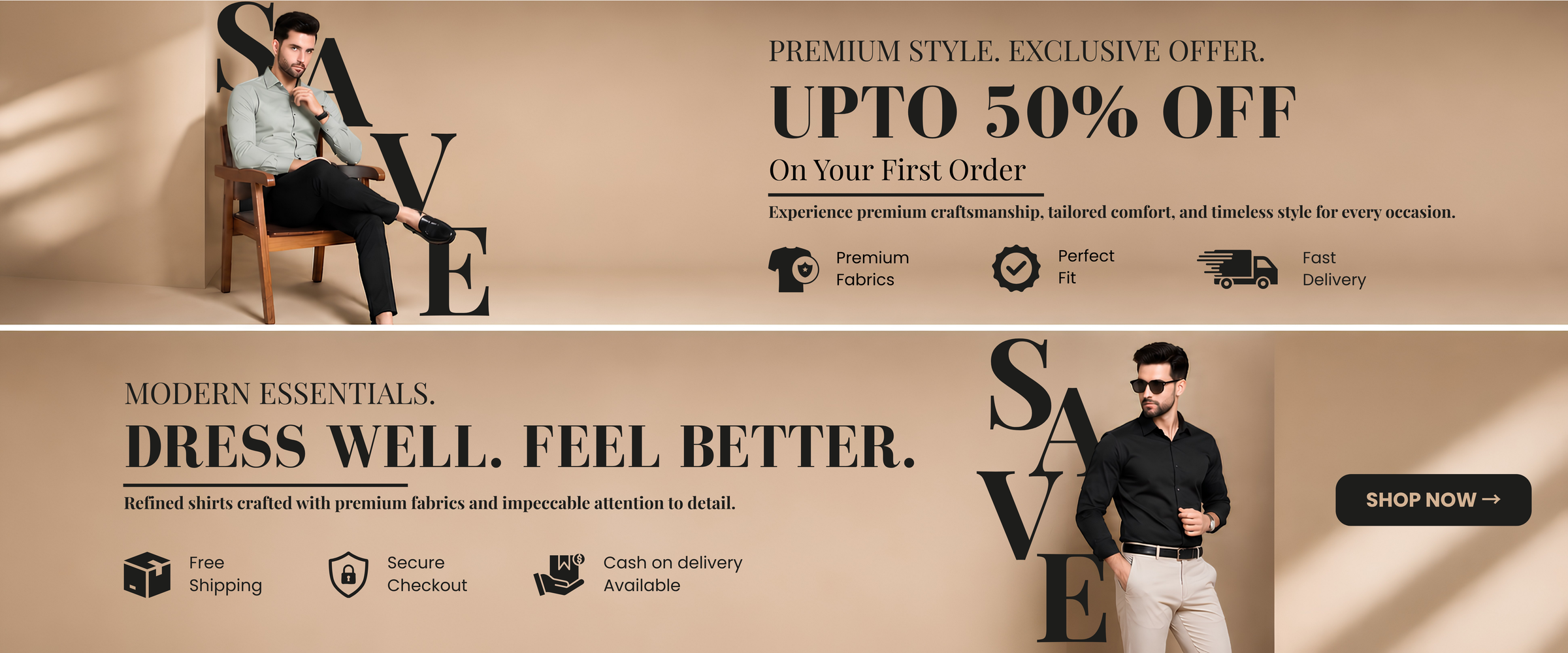 Shrey premium style first-order offer and modern essentials