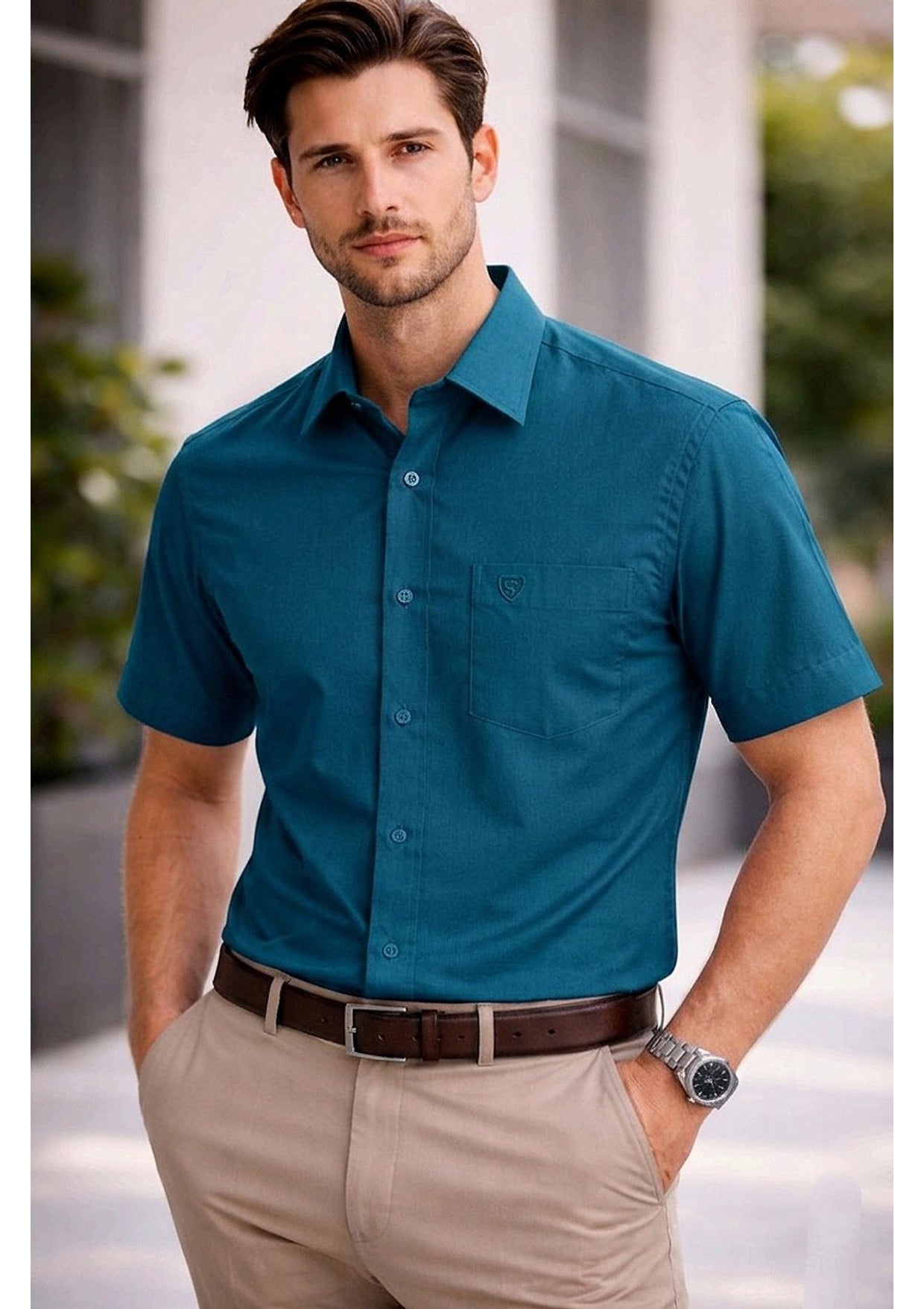 Premium Wine Cotton Satin Half Sleeve Formal Shirt | Office & Party Wear