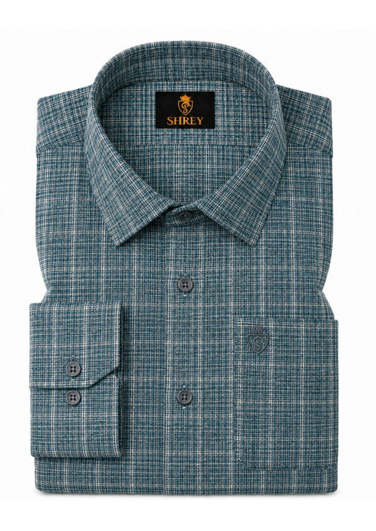 Mens Premium Cotton Check Full Sleeve Shirt Luxury Casual & Smart Formal Wear Shirt