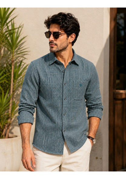 Mens Premium Cotton Check Full Sleeve Shirt Luxury Casual & Smart Formal Wear Shirt