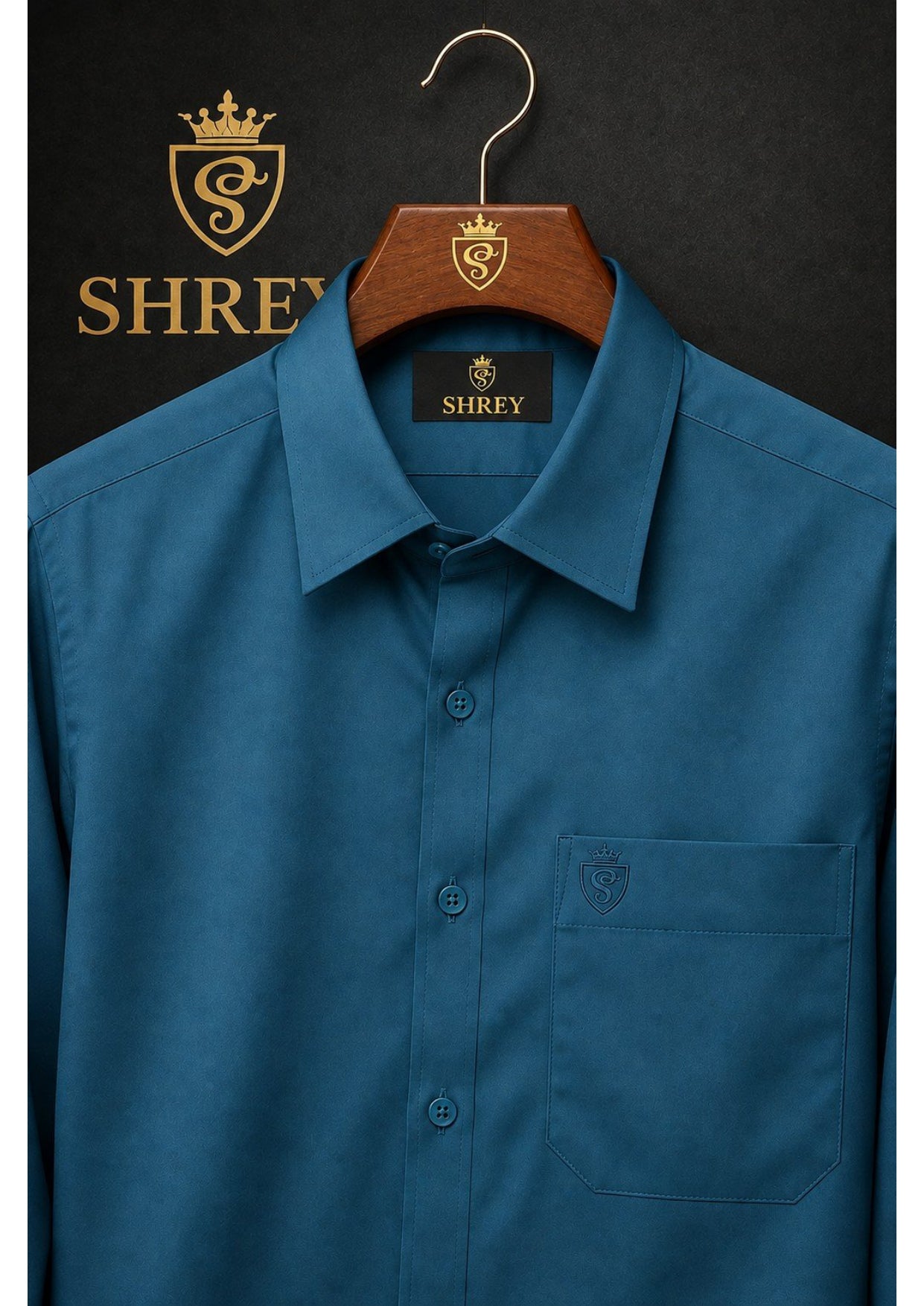 PREMIUM COTTON FORMAL SHIRT FOR MEN (SINGLE POCKET)-TEAL BLUE
