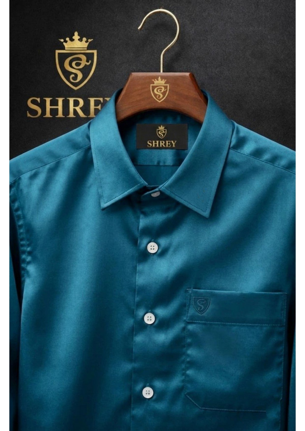 PREMIUM COTTON SATIN FORMAL SHIRT FOR MEN (Single Pocket)- TEAL BLUE