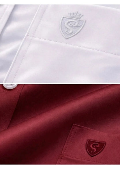 Men’s Solid Cotton Satin Half Sleeve Shirts Combo Pack of 2 – Casual & Office Wear White & Maroon (Single Pocket)