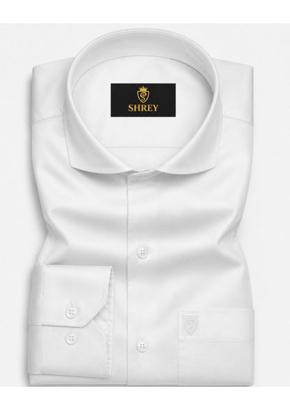 Premium Formal Shirt for Men | 100% Cotton Satin Full Sleeve Shirt | Luxury Office Wear | Party Wear Shirt |-White
