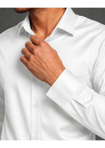 Premium Formal Shirt for Men | 100% Cotton Satin Full Sleeve Shirt | Luxury Office Wear | Party Wear Shirt |-White