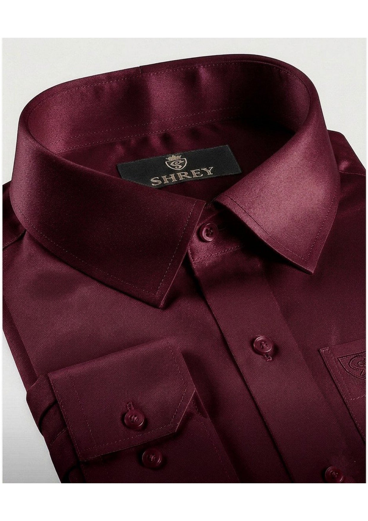 PREMIUM COTTON SATIN FORMAL SHIRT FOR MEN (Single Pocket)-WINE