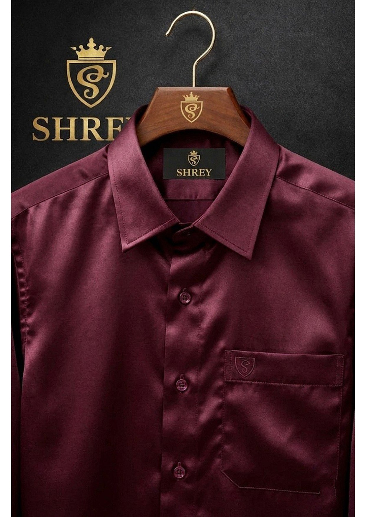 PREMIUM COTTON SATIN FORMAL SHIRT FOR MEN (Single Pocket)-WINE
