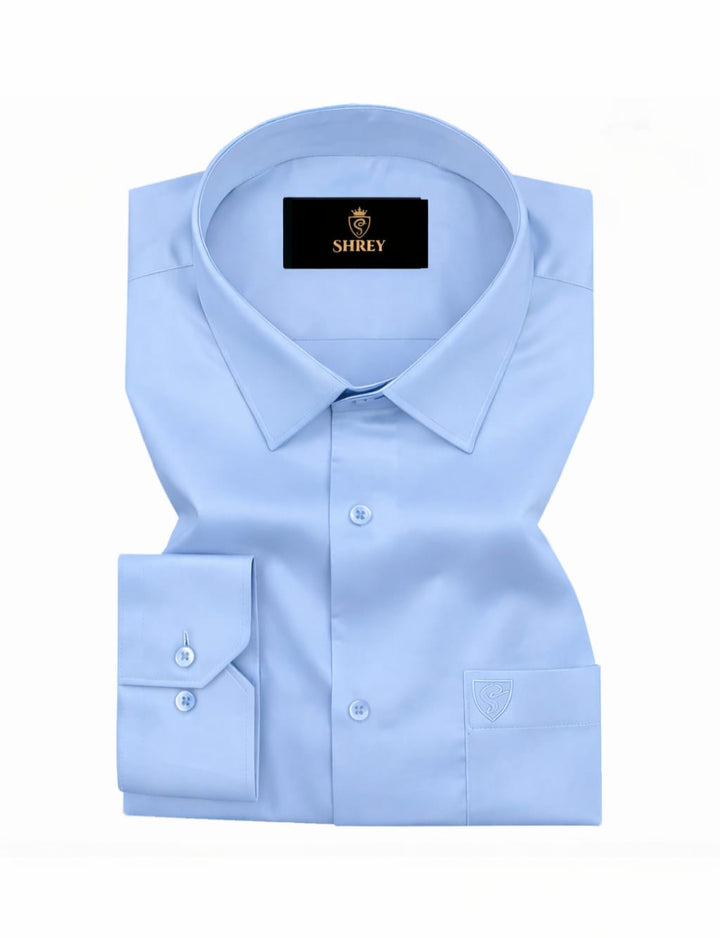 PREMIUM COTTON FORMAL SHIRT FOR MEN (SINGLE POCKET)-SKY BLUE