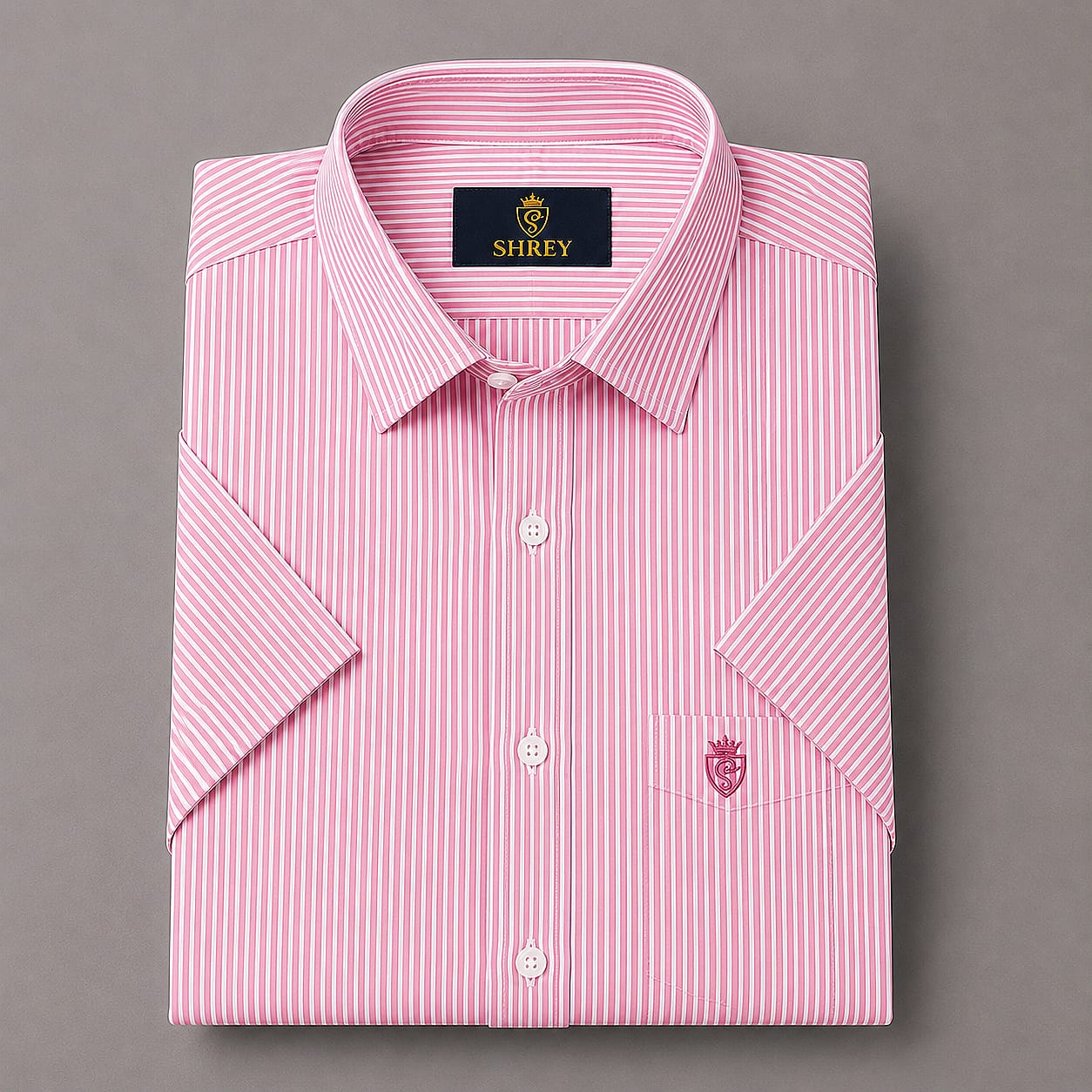 MEN'S PREMIUM OXFORD COTTON STRIPED HALF SLEEVE SHIRT - RED