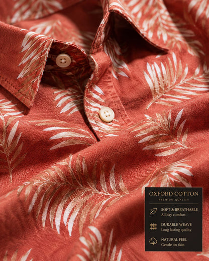 MEN'S PREMIUM CASUAL FLORAL PRINT FULL SLEEVE SHIRT | PEACH