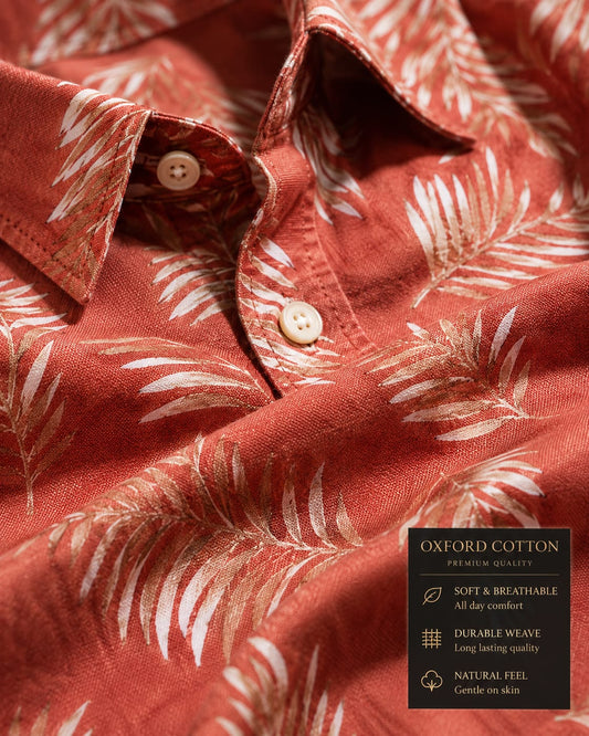 MEN'S PREMIUM CASUAL FLORAL PRINT FULL SLEEVE SHIRT | PEACH