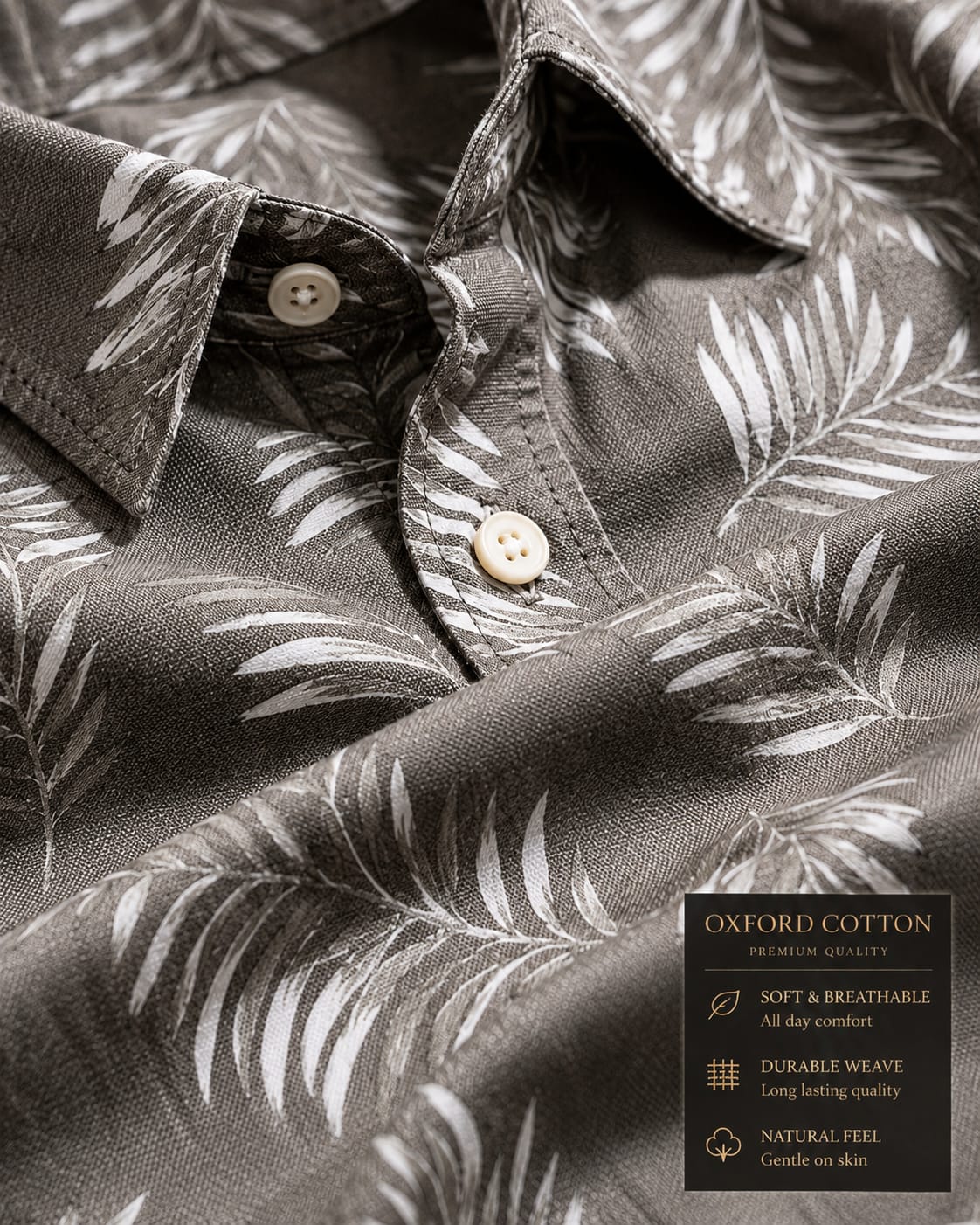 MEN'S PREMIUM CASUAL FLORAL PRINT FULL SLEEVE SHIRT| DARK GREY