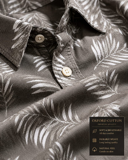 MEN'S PREMIUM CASUAL FLORAL PRINT FULL SLEEVE SHIRT| DARK GREY