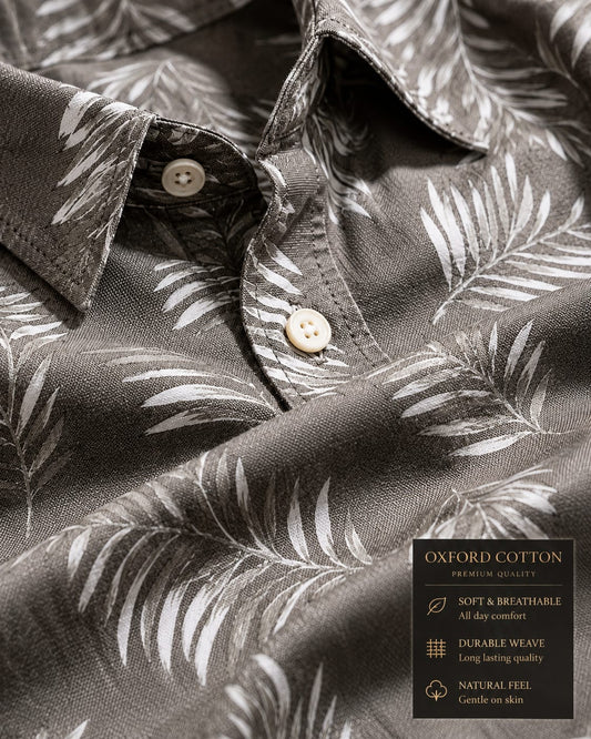 MEN'S PREMIUM CASUAL FLORAL PRINT FULL SLEEVE SHIRT| DARK GREY