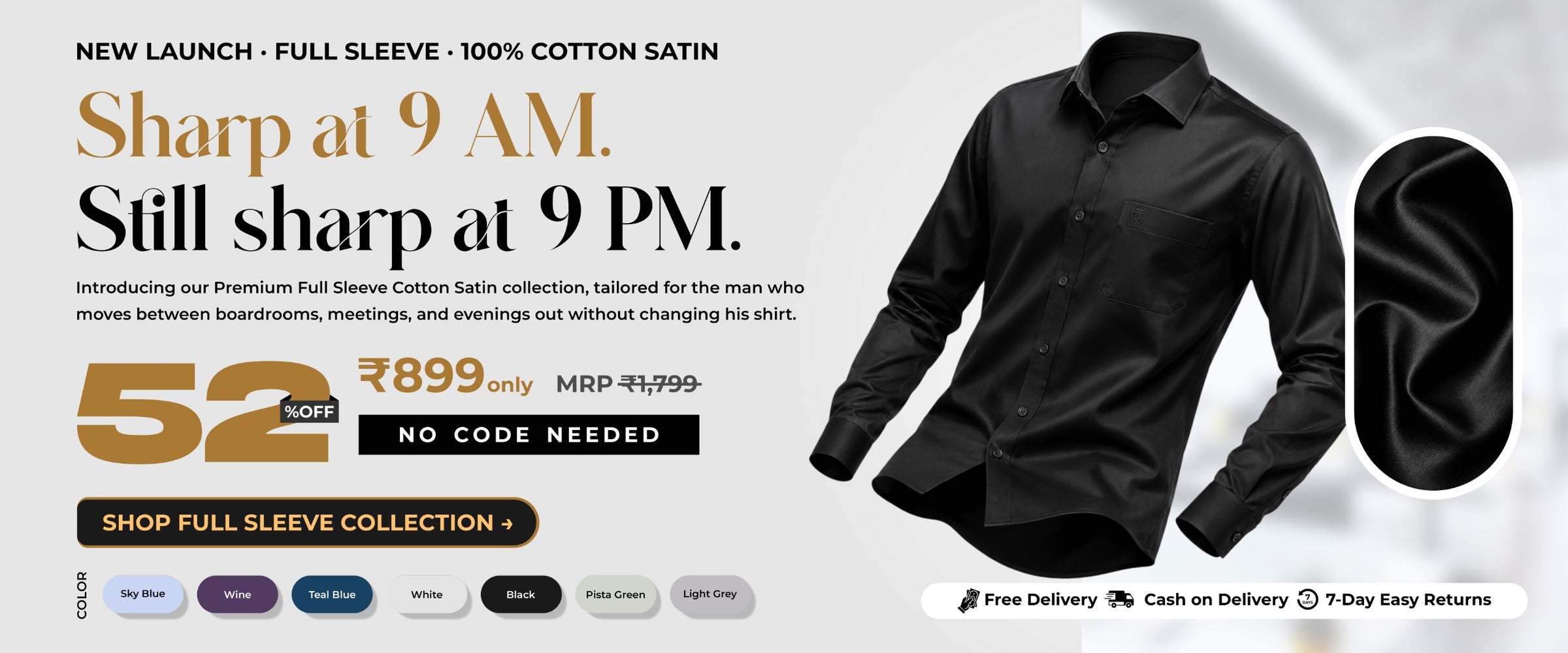 Premium Office & Party Wear Shirts (Cotton Satin Fabric)