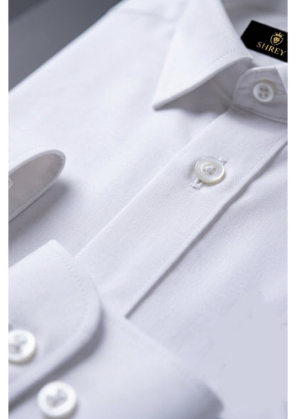 Men's Formal Regular Fit Cotton Full Sleeve Shirt-WHITE