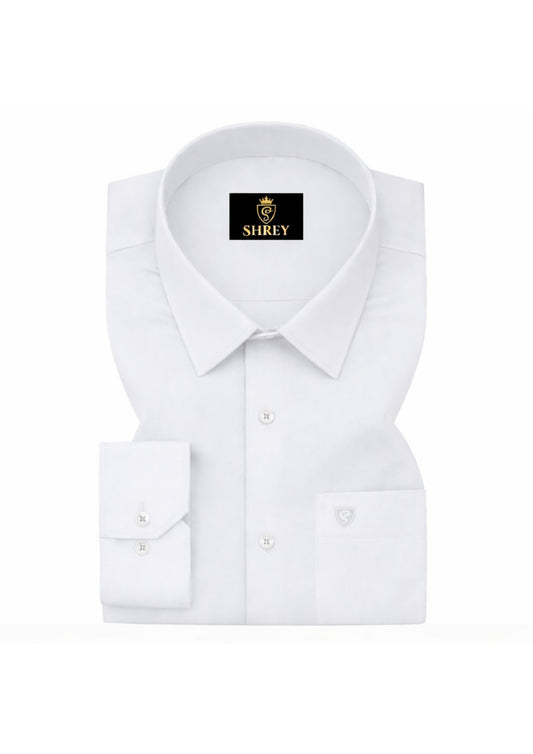 PREMIUM COTTON SATIN FORMAL SHIRT FOR MEN (Single Pocket)-WHITE
