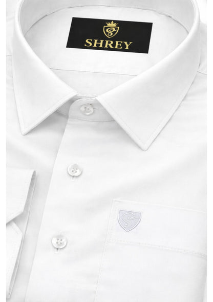 PREMIUM COTTON SATIN FORMAL SHIRT FOR MEN (Single Pocket)-WHITE