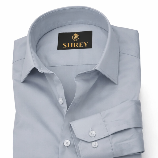 PREMIUM COTTON SATIN FORMAL SHIRT FOR MEN (Single Pocket)- LIGHT GREY