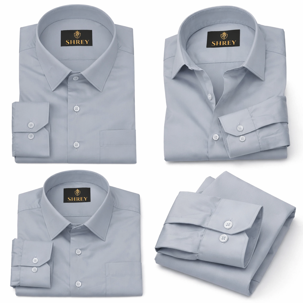 PREMIUM COTTON SATIN FORMAL SHIRT FOR MEN (Single Pocket)- LIGHT GREY