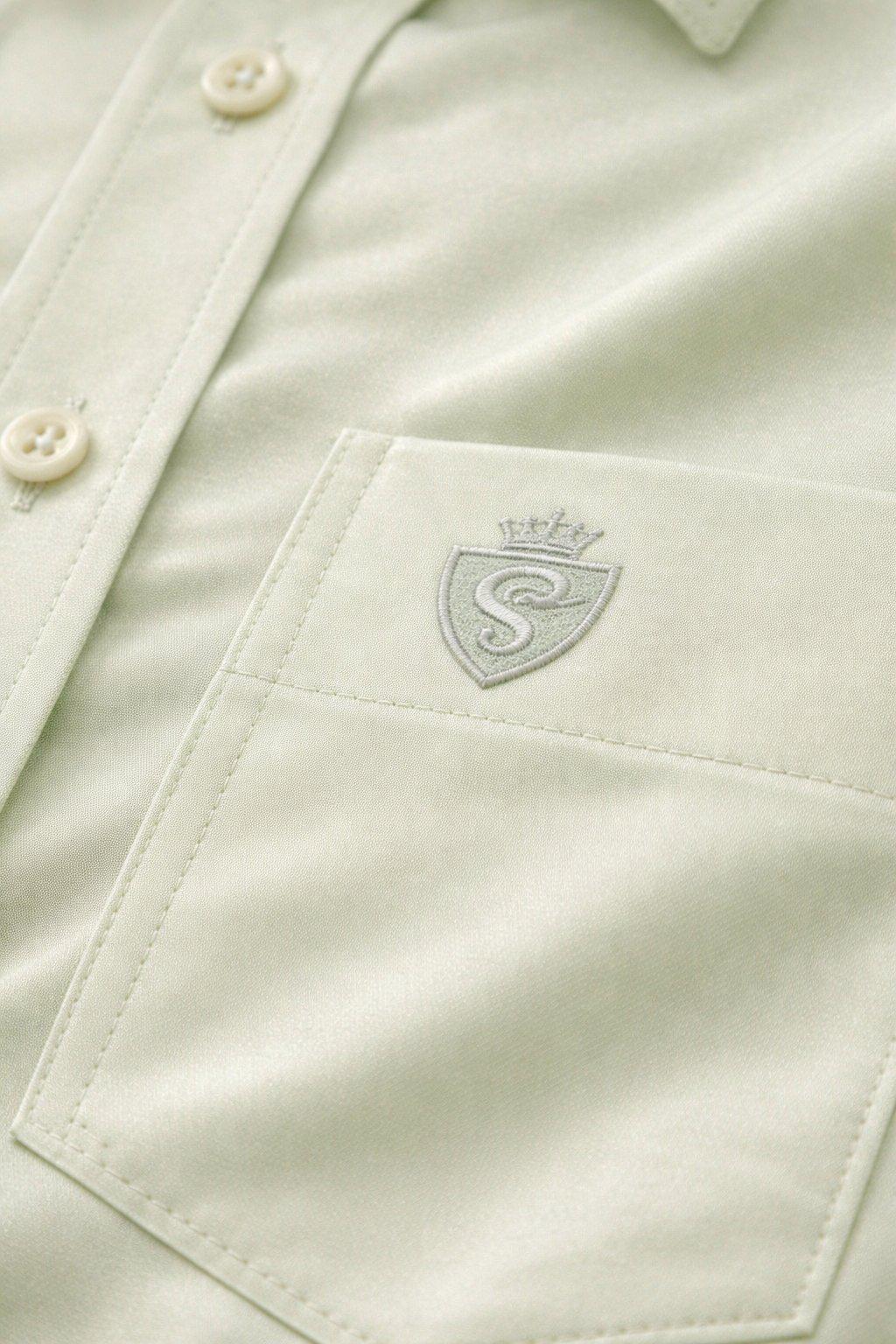 Premium Pista Green Cotton Satin Half Sleeve Formal Shirt | Office & Party Wear
