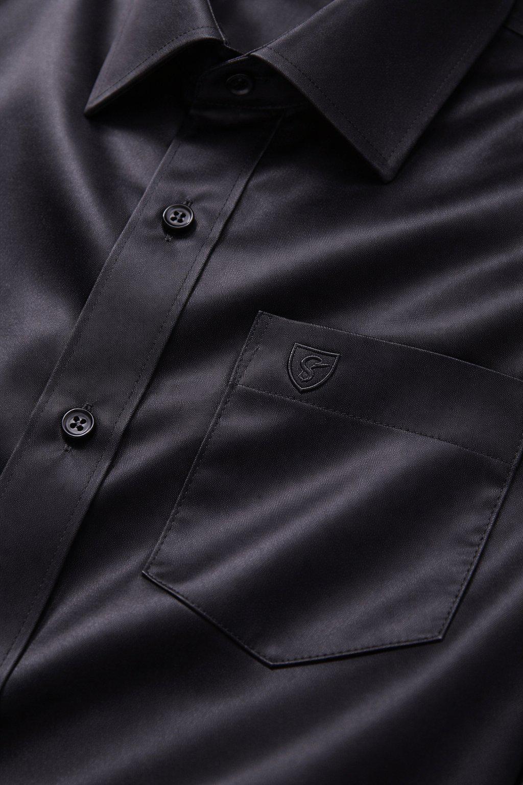 Premium Black Cotton Satin Half Sleeve Formal Shirt | Office & Party Wear