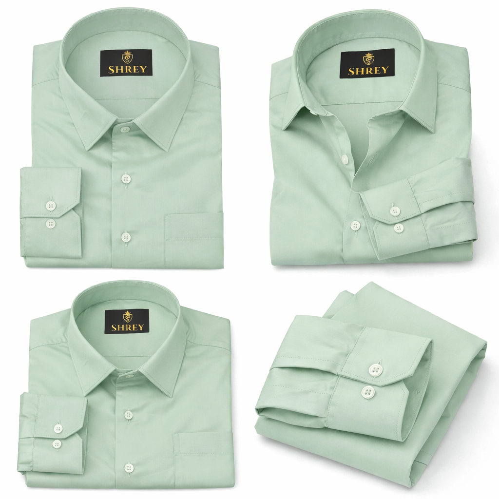 PREMIUM COTTON SATIN FORMAL SHIRT FOR MEN (Single Pocket)- PISTA GREEN