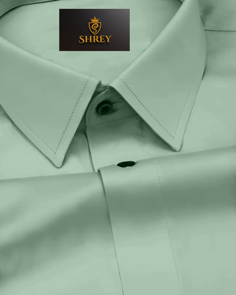 PREMIUM COTTON SATIN FORMAL SHIRT FOR MEN (Single Pocket)- PISTA GREEN