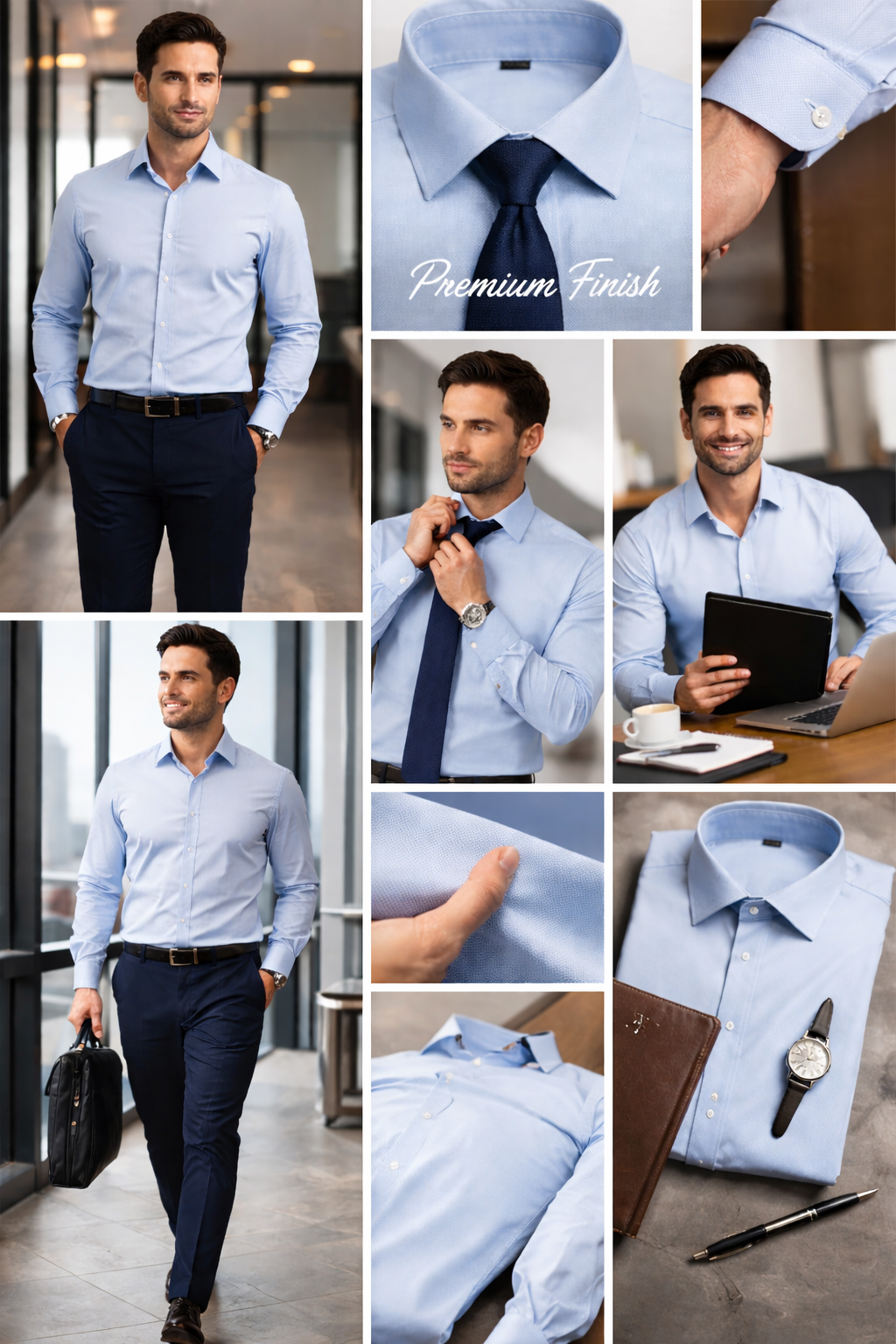 PREMIUM COTTON SATIN FORMAL SHIRT FOR MEN (SINGLE POCKET) - SKY BLUE